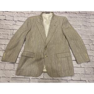 John Peel Silk Yarn Light Colored Suit Jacket 46R Cream Pink Blue Luxury Summer